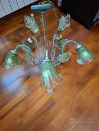 Lampadario verde Murano