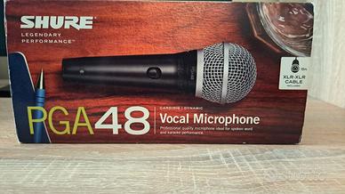 Shure PGA48-XLR-E + mic clip, thread adaptor, cavi