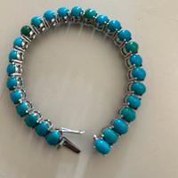 Tennis  artigianale in argento 925 con Turchesi