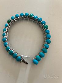 Tennis  artigianale in argento 925 con Turchesi