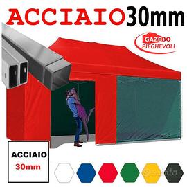 Gazebo 3x6 rosso pieghevole ACCIAIO laterali