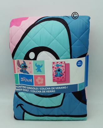 Trapuntino Stitch rosa letto singolo