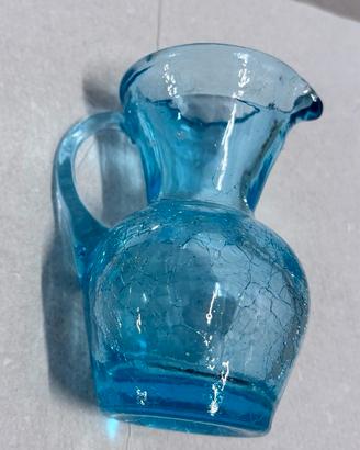 Mini brocca vintage in vetro Craquelé blu