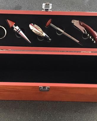 Cofanetto porta bottiglia con 5 accessori,nuovo