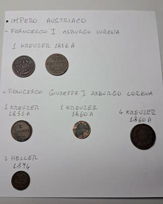 Lotto 6 monete Impero Austriaco