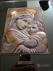 Quadro madonna e bambino argento