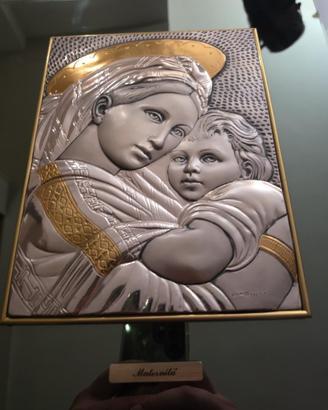 Quadro madonna e bambino argento