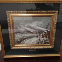Quadro Bertè paesaggio invernale 20x25 d'epoca