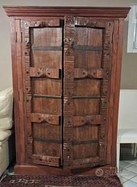 nm 2 armadi in legno, con porte antiche indiane