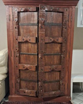 nm 2 armadi in legno, con porte antiche indiane