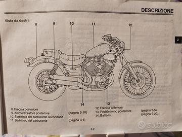 Libretto uso e man. Yamaha xv535 