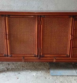 Credenza rattan bambù midollino originale vintage