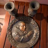 antico piatto in rame sbalzato Papa Giovanni XXIII