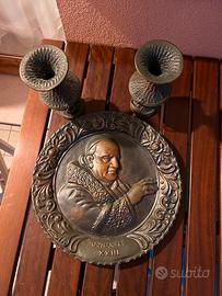 antico piatto in rame sbalzato Papa Giovanni XXIII