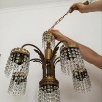 Lampadario in ottone e cristalli swarovski