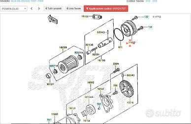 Coperchio filtro olio Kawasaki KLR 600 110121757