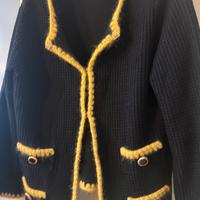 Cardigan in pura lana luisa spagnoli M nero e gial