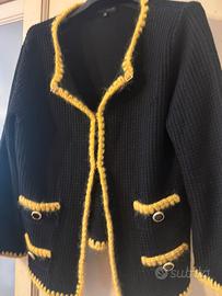 Cardigan in pura lana luisa spagnoli M nero e gial