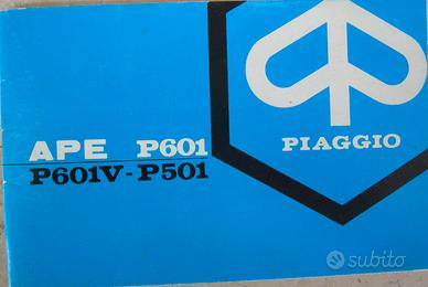 Manuale uso e manutenzione Ape P601, P601V, P501