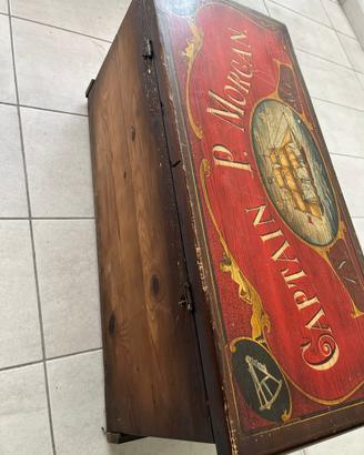 Baule cassapanca vintage in legno stile nautico
