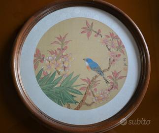 Coppia Quadri Seta giapponese Vintage