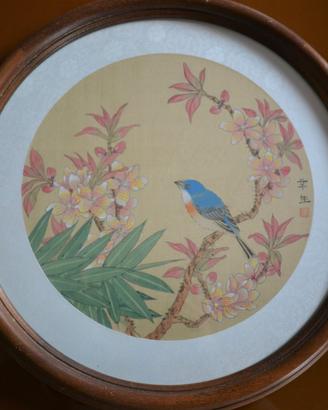 Coppia Quadri Seta giapponese Vintage