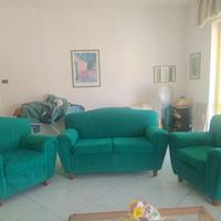 Set divani vintage verde smeraldo alcantara