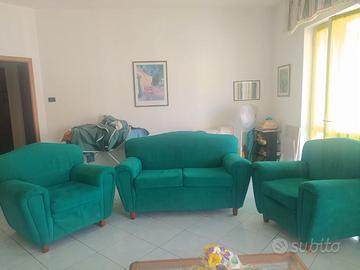 Set divani vintage verde smeraldo alcantara