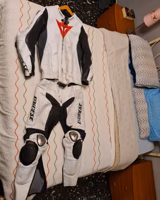 Tuta moto in Pelle bianca 