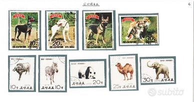 COREA NORD 5 SCHEDE CANI, CAVALLI  ECC. ANNI VARI