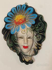 Maschera Veneziana Decorativa da Parete con Fiore