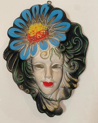 Maschera Veneziana Decorativa da Parete con Fiore