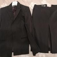 Tailleur giacca e gonna a righe marrone G. Ferré 