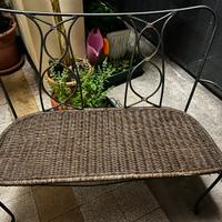Panchina in ferro battuto e Rattan