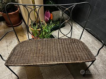 Panchina in ferro battuto e Rattan