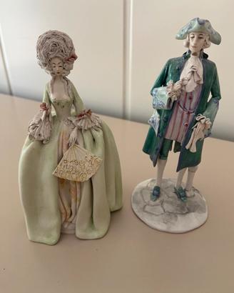 Coppia statuine ceramica Longo e Cerva