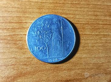 Lire 100 del 1978 Repubblica Italiana Minerva