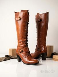 Stivali alti in pelle ORO VIVO - tg. 39 color cuoi