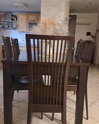 tavolo legno massello+6sedie