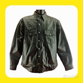 CAMICIA PELLE MOTO BUFFALO BLACK CRISPY