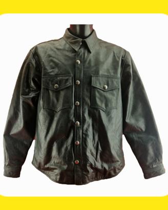 CAMICIA PELLE MOTO BUFFALO BLACK CRISPY