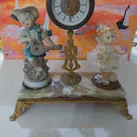 orologio da tavola in ottone e marmo