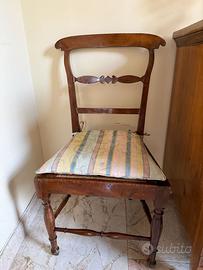 8 sedie antiche in noce con seduta in paglia
