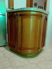 Mobiletto cucina angolare / penisola in legno 