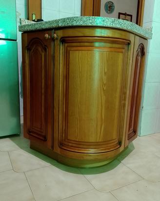 Mobiletto cucina angolare / penisola in legno 