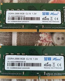 2 banchi DDR4 - 2666 8gb CL 19 1.2V