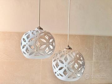 Lampadario ceramica artigianale bianco