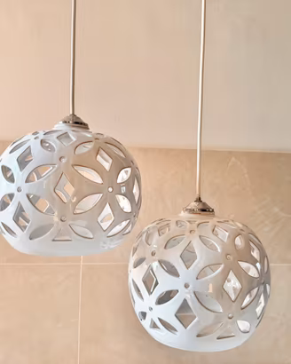 Lampadario ceramica artigianale bianco