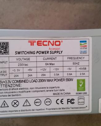 ALIMENTATORE PER COMPUTER FISSO (550w)