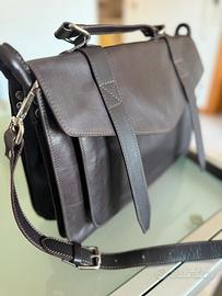 Cartella in VERA PELLE testa di moro UNISEX, NUOVA